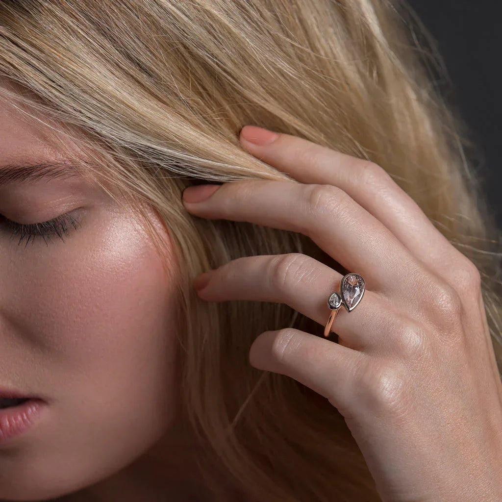 Venus | Morganite diamond ring - Lizunova Fine Jewels