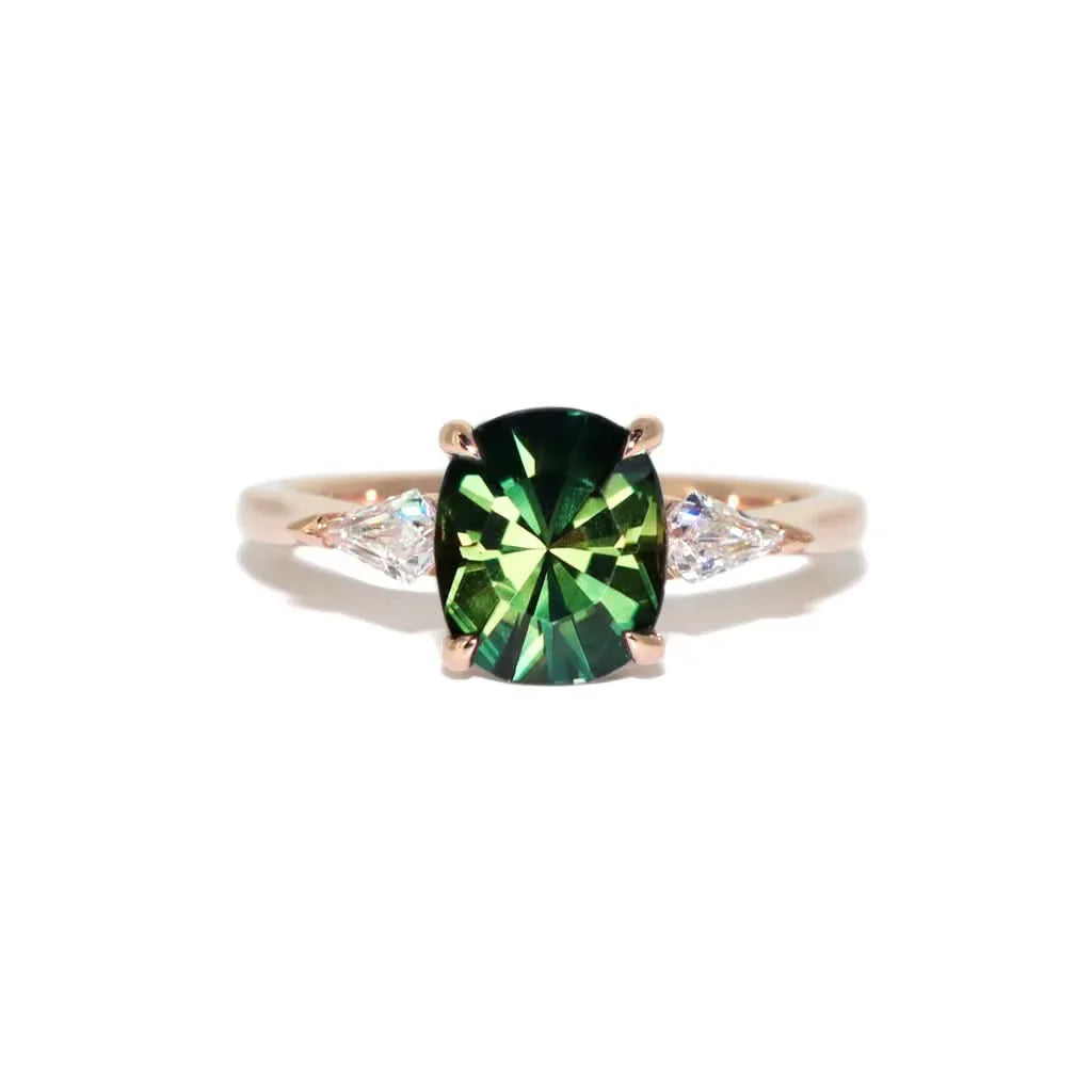 Vera | Cushion parti sapphire diamond kite engagement ring - Lizunova Fine Jewels