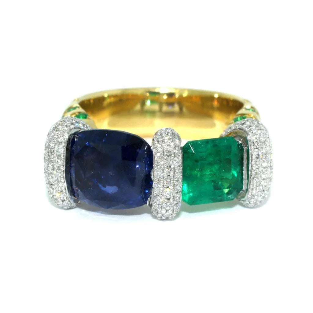 Rome | Sapphire, emerald & diamond ring - Lizunova Fine Jewels