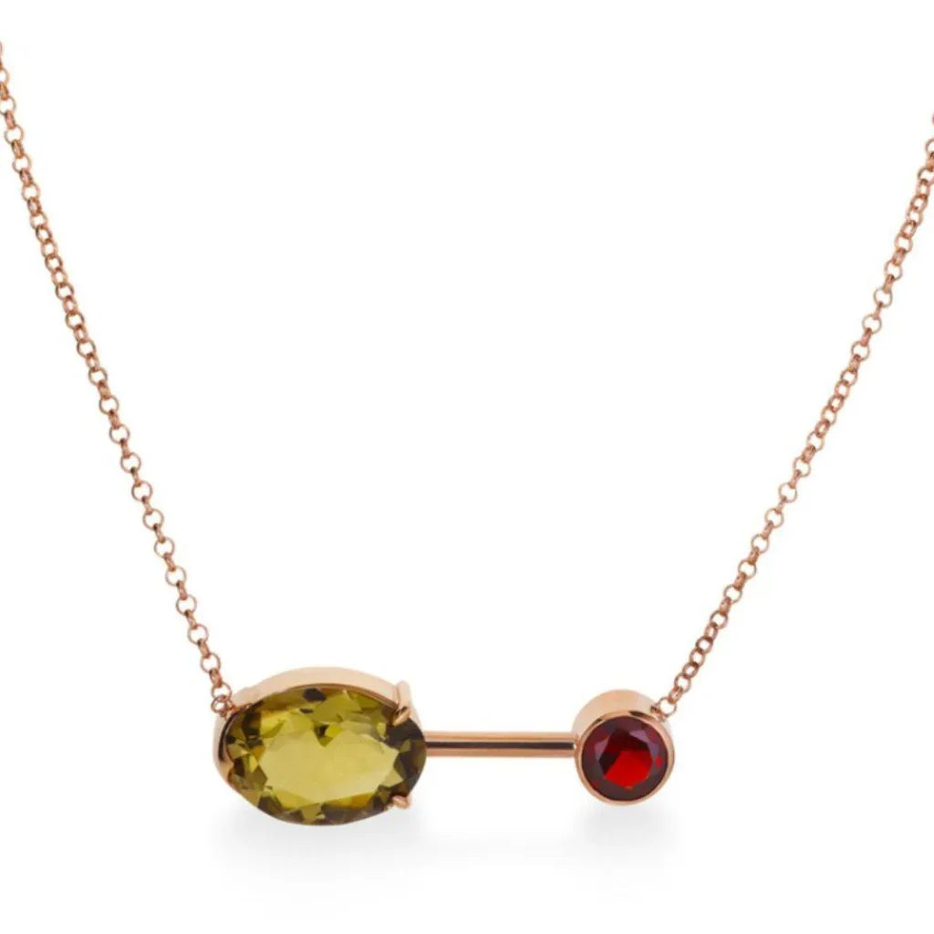 Satellite | Smoky quartz & garnet necklace - Lizunova Fine Jewels