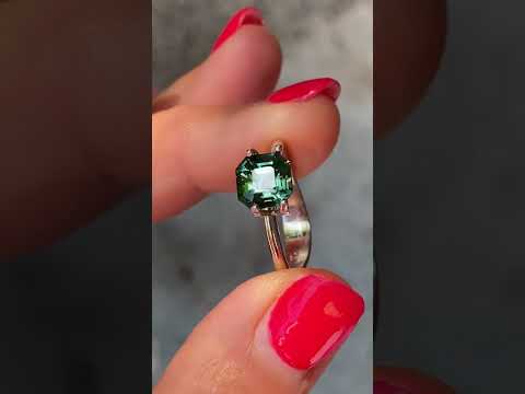 2.06ct emerald cut Madagascan teal sapphire, Sydney jeweller Lizunova Fine Jewels