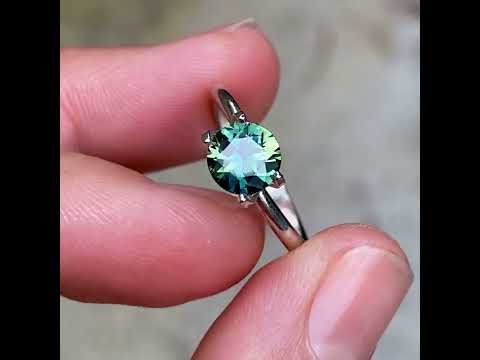 1.29ct round Australian teal parti sapphire, Sydney jeweller Lizunova Fine Jewels, Australia