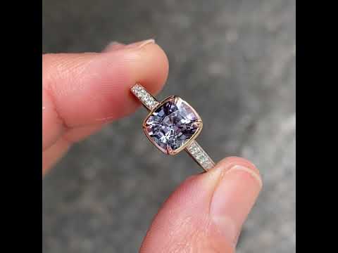 Florence - cushion cut grey spinel & diamond ring - Lizunova