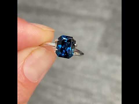 2.39ct emerald radiant cut Australian teal sapphire, Sydney jeweller Lizunova Fine Jewels