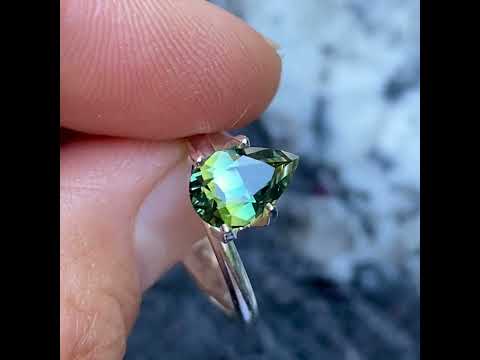 1.44ct pear cut Australian teal parti sapphire, Sydney jeweller Lizunova Fine Jewels