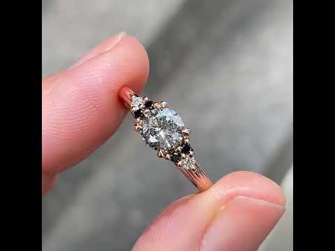 Olivia salt & pepper diamond rose gold engagement ring, Sydney jeweller Lizunova Fine Jewels, Australia
