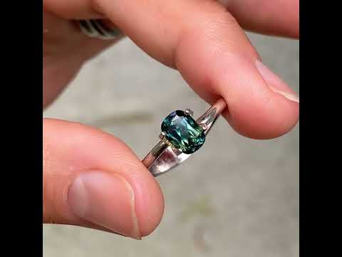 1.2ct cushion cut teal parti sapphire, Sydney jeweller Lizunova Fine Jewels, Australia