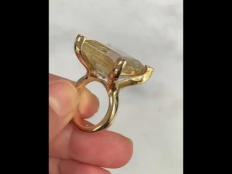 Viva 9k gold cocktail ring with rutilated quartz, by Sydney jeweller Lizunova Fine Jewels