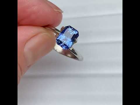 1.39ct emerald radiant cut blue sapphire, Sydney jeweller Lizunova Fine Jewels