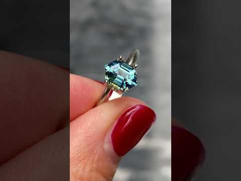 1.68ct unheated hexagon teal sapphire, Sydney jeweller Lizunova Fine Jewels