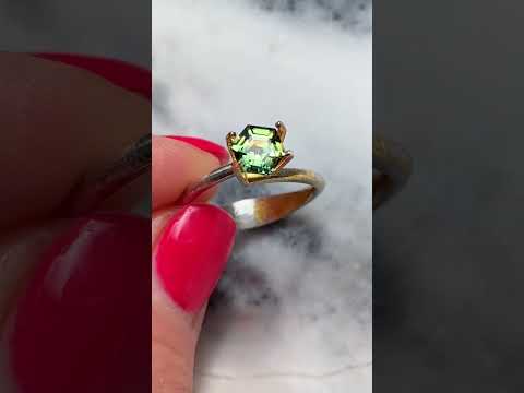0.99ct hexagon light green Australian parti sapphire, Sydney jeweller Lizunova Fine Jewels