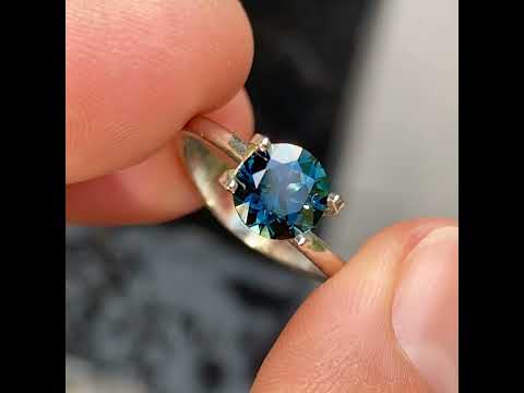 1.22ct round Australian teal sapphire, Sydney jeweller Lizunova Fine Jewels