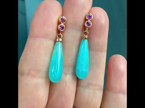 Amazonite & rhodolite garnet earrings, Sydney jeweller Lizunova Fine Jewels