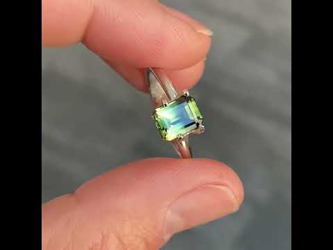 1.48ct emerald cut Australian parti sapphire, Sydney jeweller Lizunova Fine Jewels
