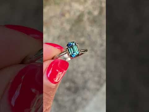 1.21ct unheated emerald cut Madagascan sapphire, Sydney jeweller Lizunova Fine