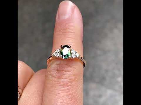 Olivia, Australian parti sapphire & diamond engagement ring, Sydney jeweller Lizunova, Australia