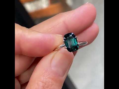2.38ct cushion cut Australian teal sapphire, Sydney jeweller Lizunova Fine Jewels