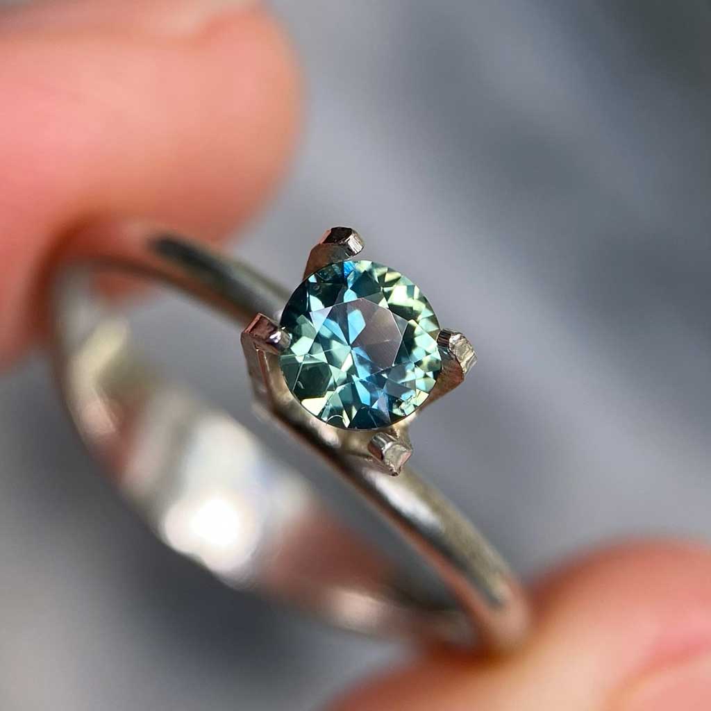 0.47ct round Australian parti sapphire for bespoke engagement ring