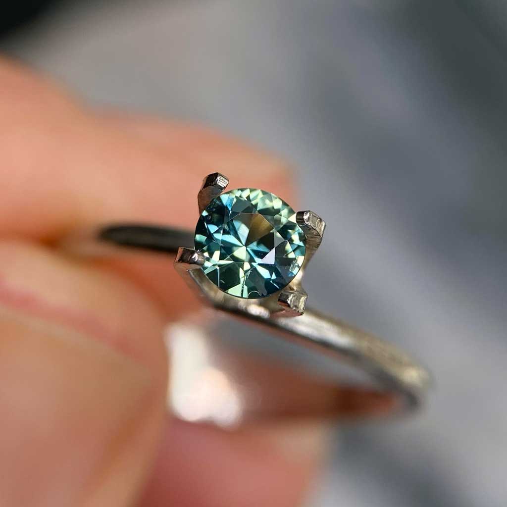 0.47ct round Australian parti sapphire for bespoke engagement ring