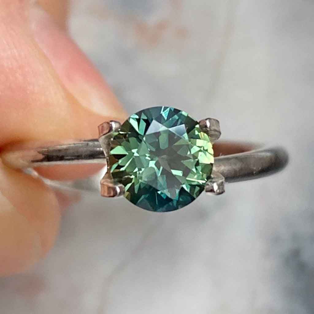 round-australian-light-green-sapphire-custom-engagement-ring-Sydney-jeweller-Lizunova-Fine-Jewels