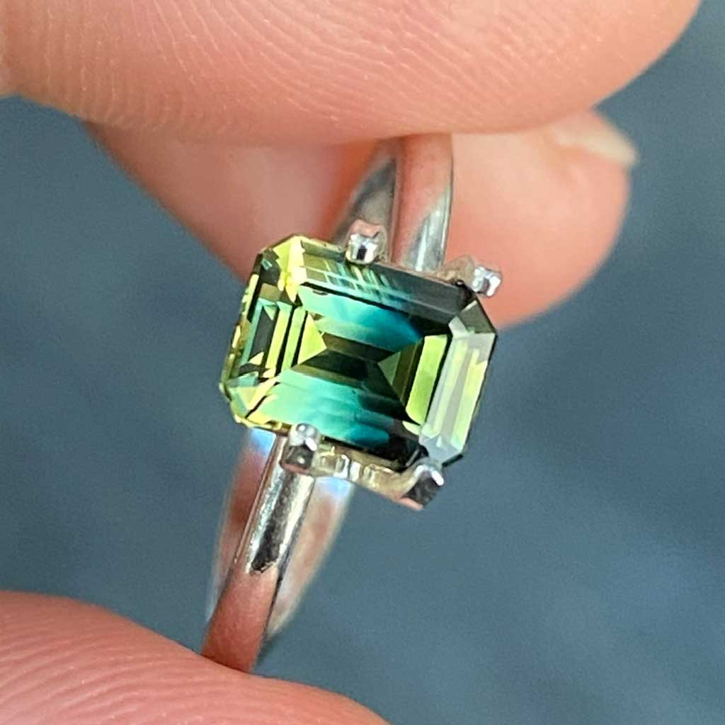 Australian-emerald-cut-parti-teal-sapphire-bespoke-jewellery-ring-Sydney-jeweller-Lizunova-Fine-Jewels-SKU20026-1-1