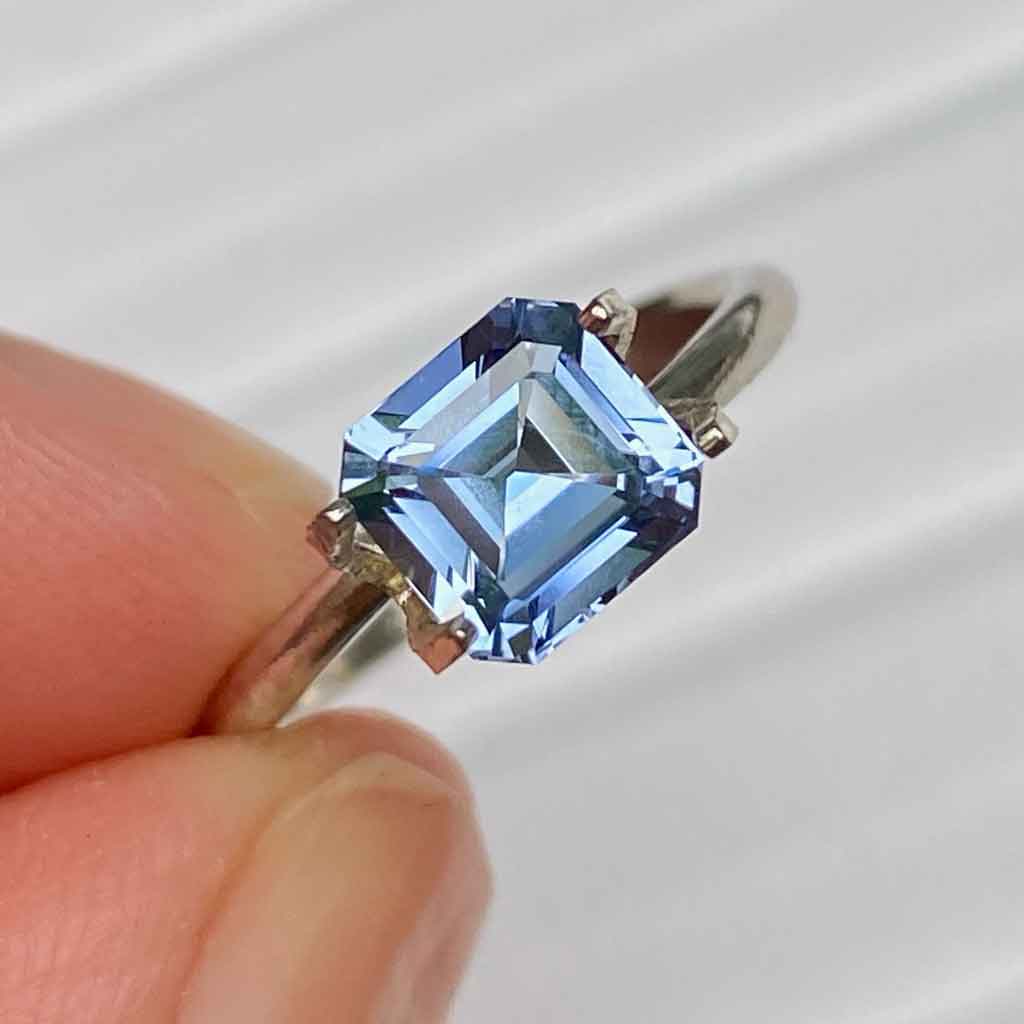 emerald-cut-light-blue-sapphire-engagement-ring-Lizunova-Fine-Jewels-Sydney-Jeweller-Sydney-NSW-Australia