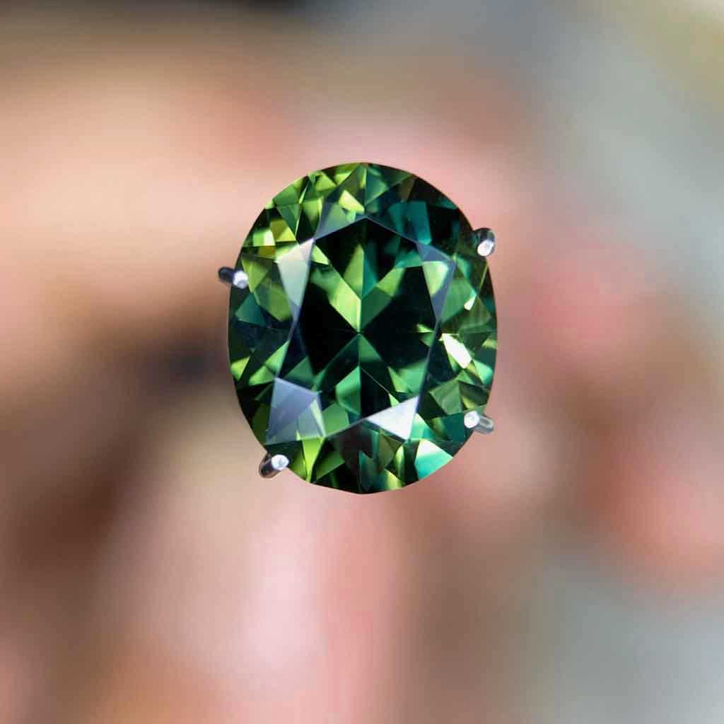 Australian teal green sapphire for a custom sapphire ring Sydney jeweller Lizunova NSW Australia