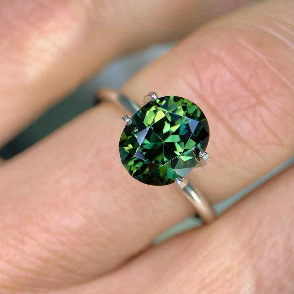 Australian teal green sapphire for a custom sapphire ring Sydney jeweller Lizunova NSW Australia