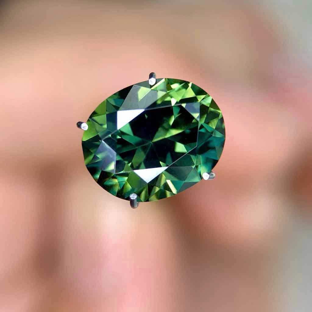 Australian teal green sapphire for a custom sapphire ring Sydney jeweller Lizunova NSW Australia