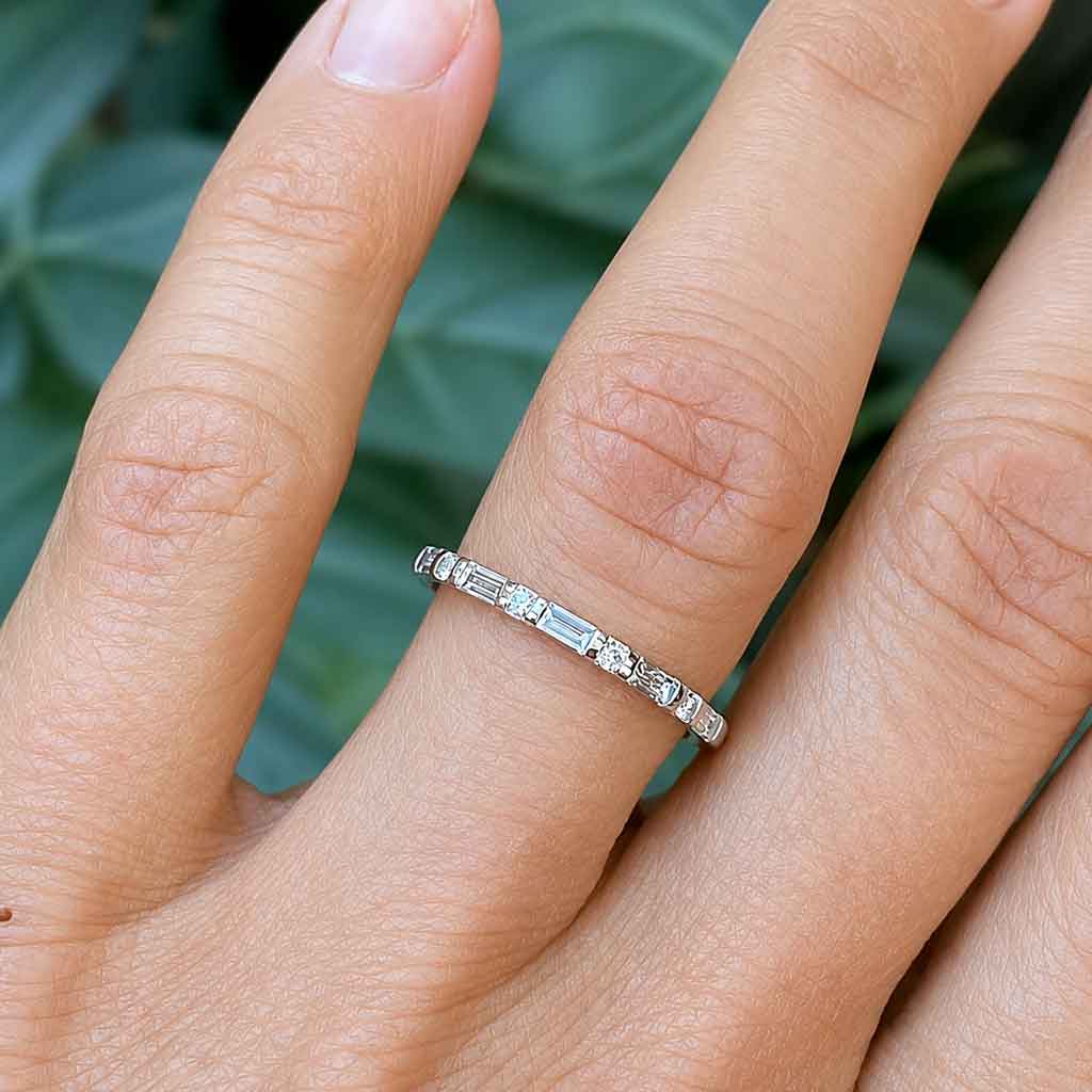 Anna - Baguette and round diamond wedding ring, Lizunova Fine Jewels