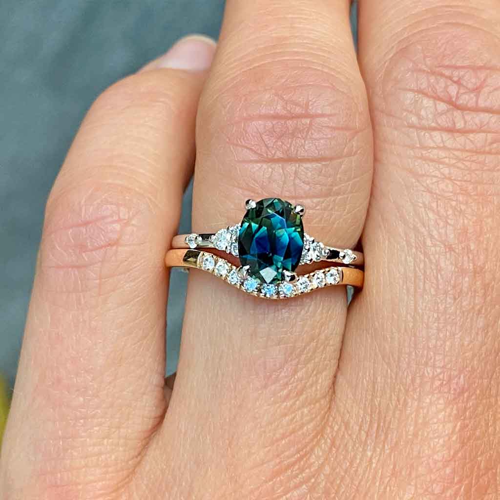 Oval-Australian-teal-parti-sapphire-diamond-engagement-ring-platinum-Lizunova-Fine-Jewels-Sydney-jeweller