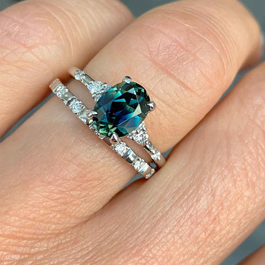 Oval-Australian-teal-parti-sapphire-diamond-engagement-ring-platinum-Lizunova-Fine-Jewels-Sydney-jeweller