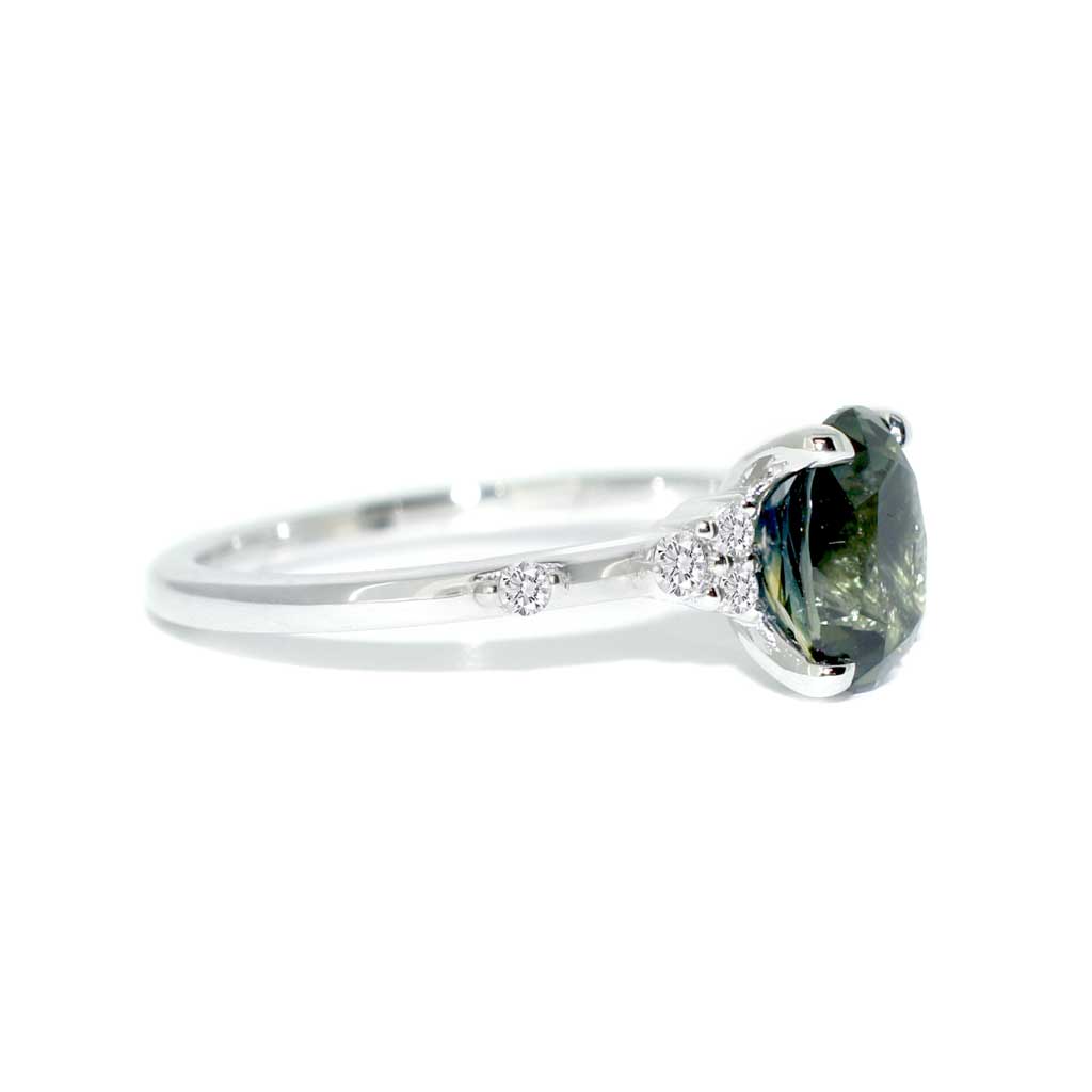 Oval-Australian-teal-parti-sapphire-diamond-engagement-ring-platinum-Lizunova-Fine-Jewels-Sydney-jeweller