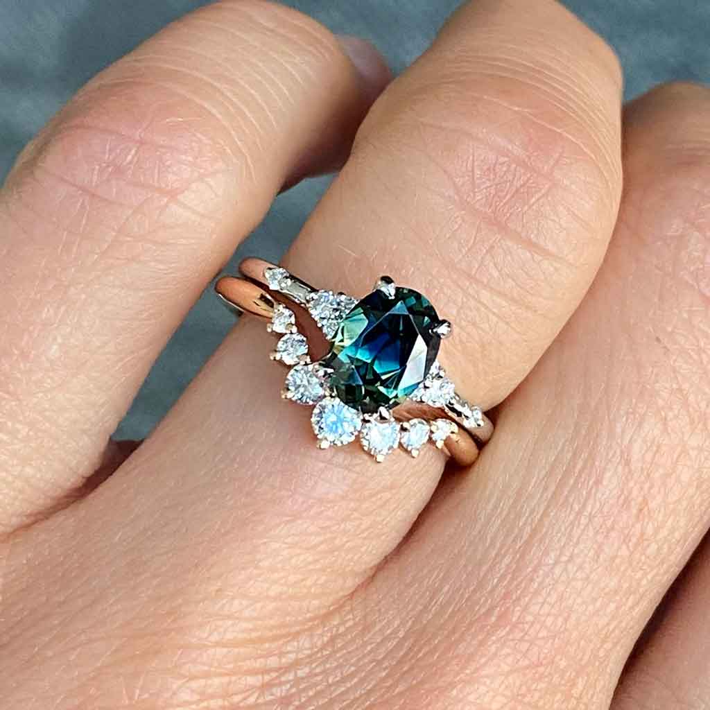 Oval-Australian-teal-parti-sapphire-diamond-engagement-ring-platinum-Lizunova-Fine-Jewels-Sydney-jeweller