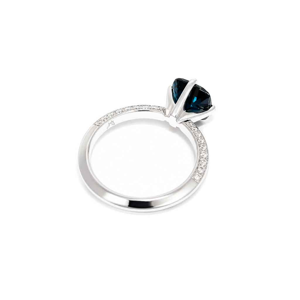 Ballets Russes - Cushion cut Australian teal sapphire engagement ring - Lizunova Fine Jewels