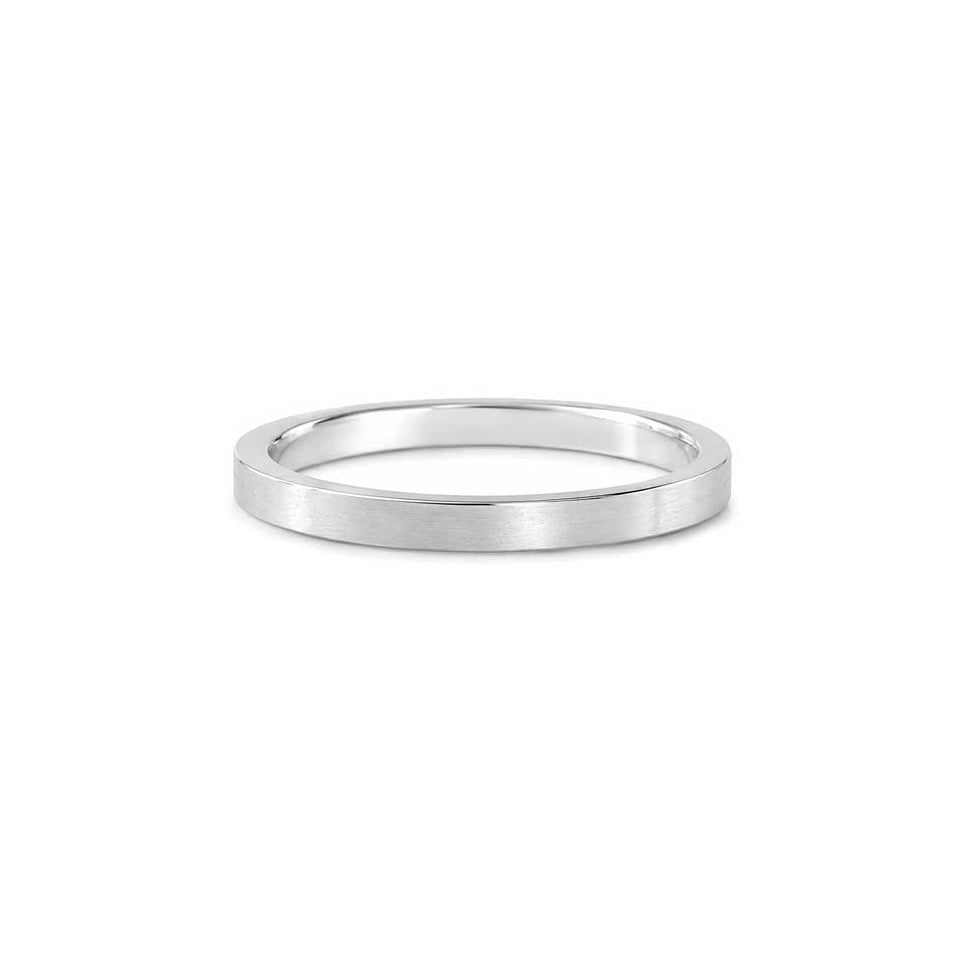 Edith - square profile plain wedding ring white gold or platinum - Lizunova Fine Jewels