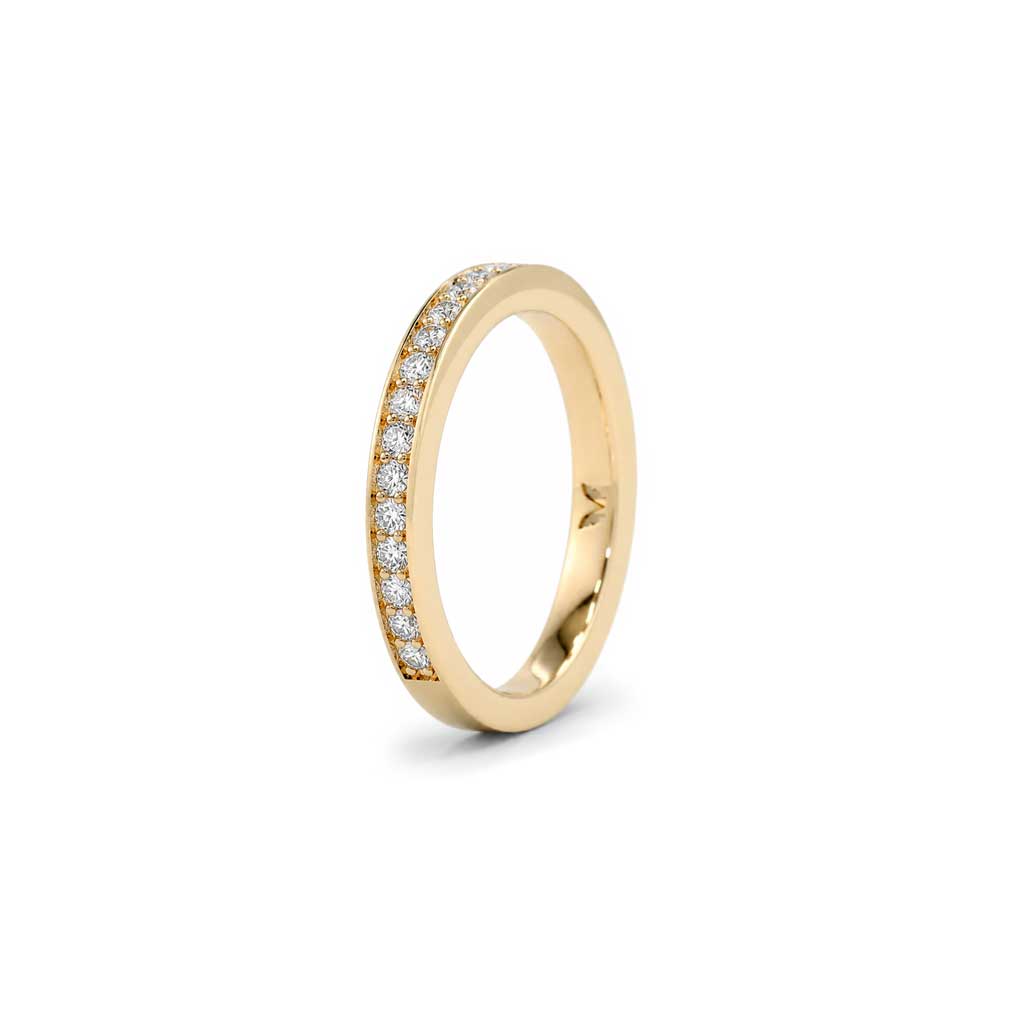 Edith-square-profile-diamond-pave-wedding-band-yellow-gold-Sydney-jeweller-Lizunova