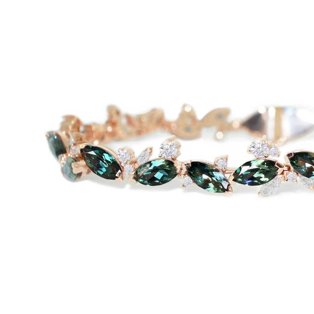 Bespoke Australian sapphire & diamond bracelet in 18k rose gold, Sydney jeweller Lizunova Fine Jewels