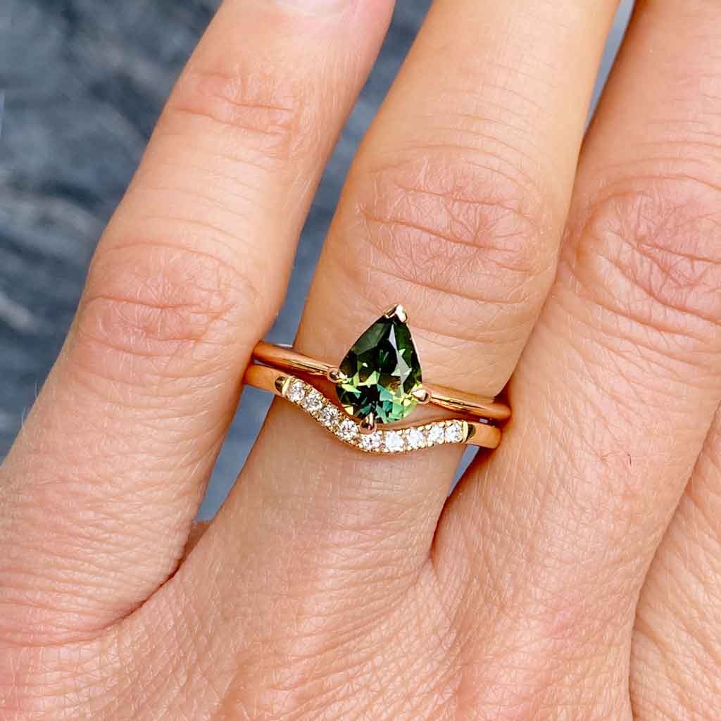 Australian parti teal sapphire bespoke engagement rings Sydney jeweller Lizunova Fine Jewels Sydney Australia SKU00115