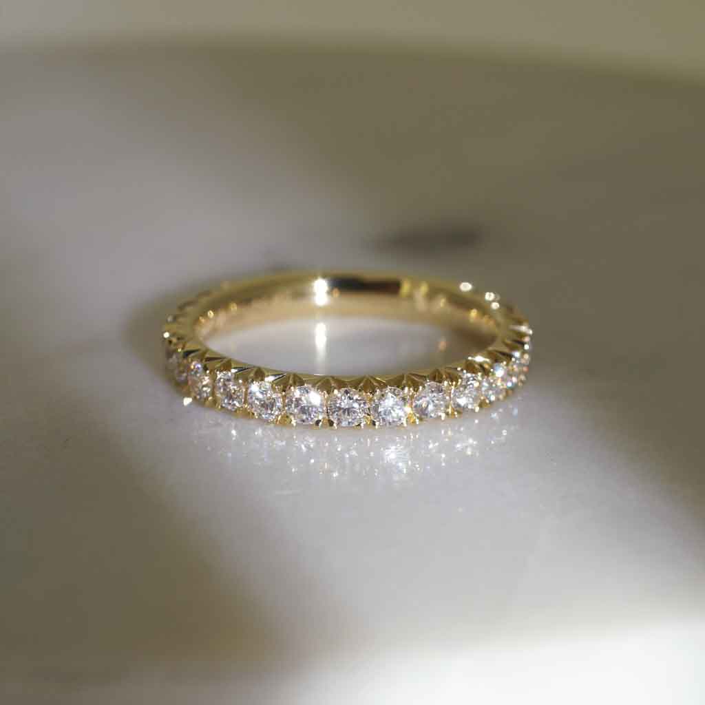 Nat - French pave diamond eternity ring in 18k yellow gold, Lizunova Fine Jewels