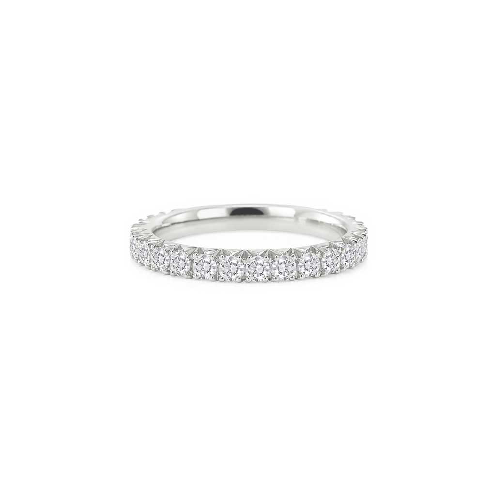 Nat - French pave diamond eternity ring in platinum or 18k white gold, Lizunova Fine Jewels
