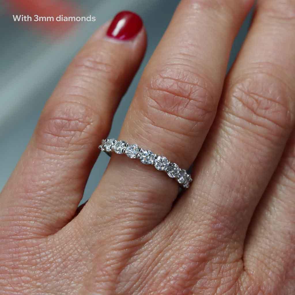 Nora round 3mm diamond wedding band white gold platinum Lizunova Fine Jewels