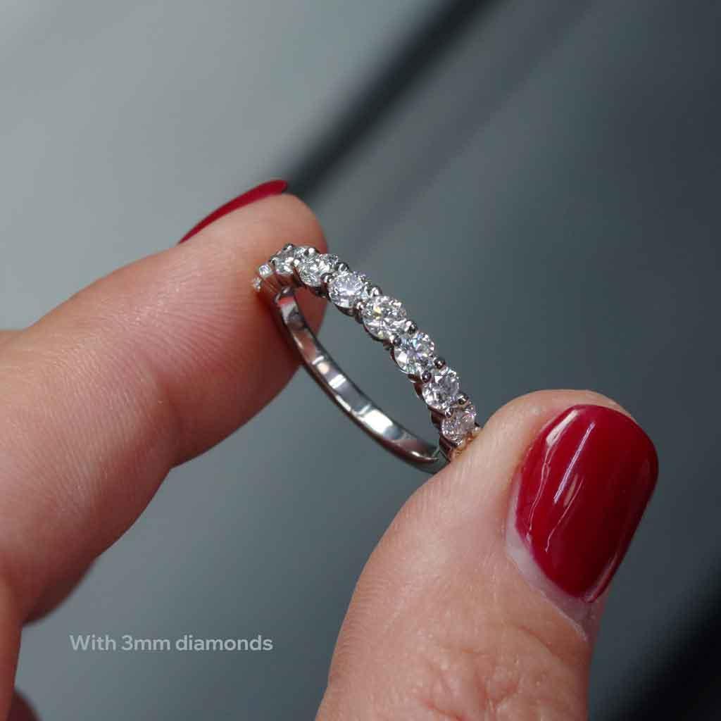 Nora round 3mm diamond wedding band white gold platinum Lizunova Fine Jewels