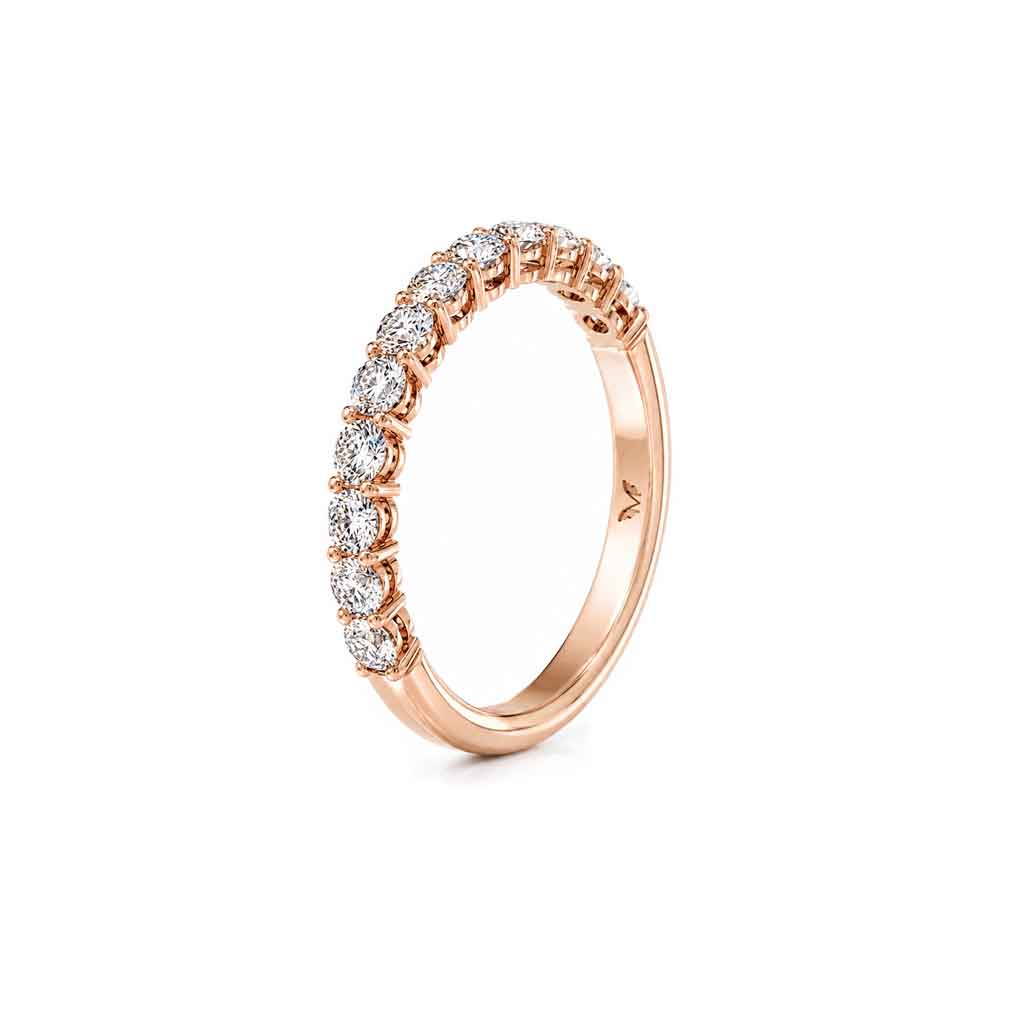 Nora round 3mm diamond wedding band rose gold Lizunova Fine Jewels