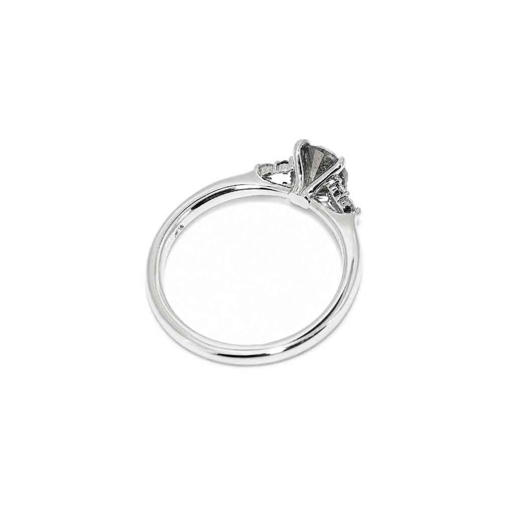 Salt and pepper diamond cluster engagement ring with black diamonds and white diamond accents, crafted in white gold by Sydney jeweller Lizunova