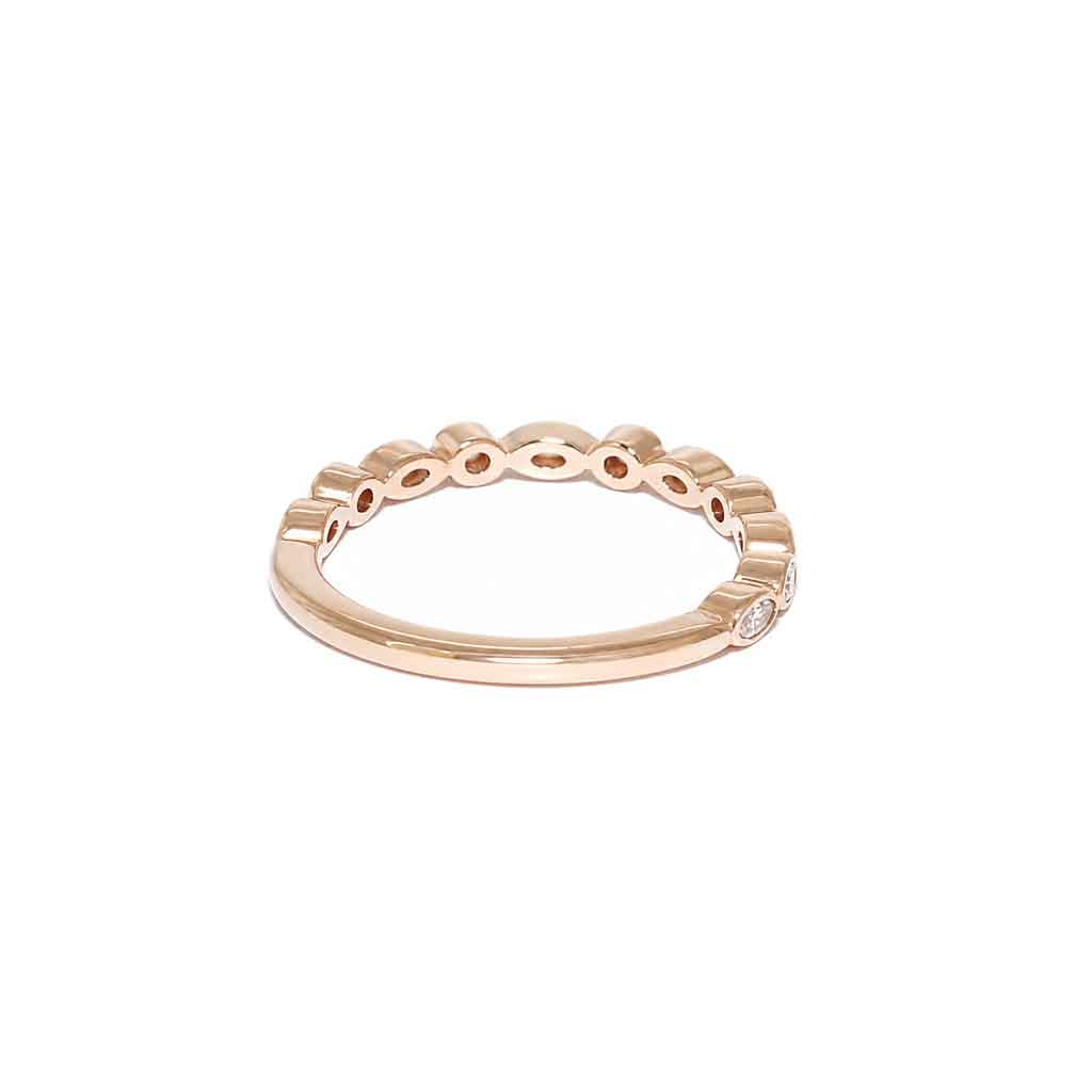 Marquise and round diamond wedding band in 18k rose gold, handcrafted in Sydney by Lizunova