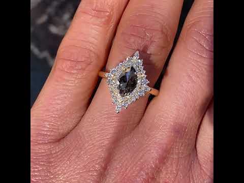 Sasha - Salt and pepper diamond double halo engagement ring - Lizunova Fine Jewels