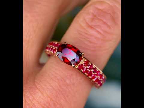 Bespoke ruby & diamond ladies ring in 18k rose gold by Sydney jeweller Lizunova