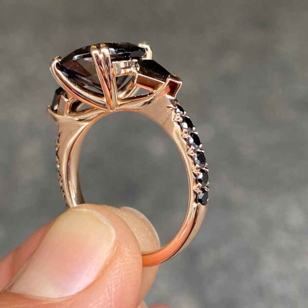 Aida-Bespoke-grey-spinel-black-diamond-engagement-ring-rose-gold-5-Lizunova-Fine-Jewels-jeweller-Sydney-NSW-Australia