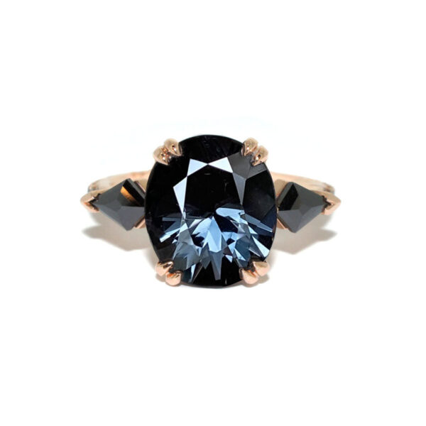 Aida-Bespoke-grey-spinel-black-diamond-engagement-ring-rose-gold-Lizunova-Fine-Jewels-jeweller-Sydney-NSW-Australia